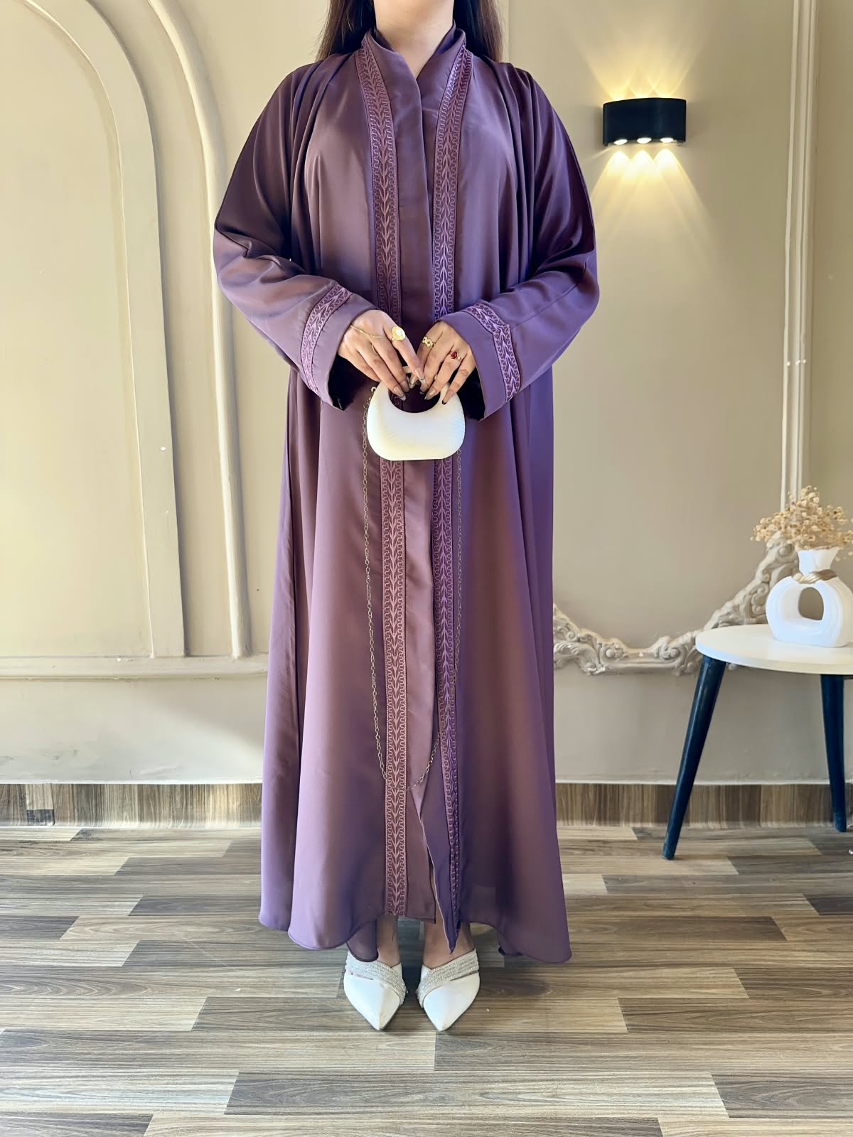 Liyana Embroidered Front-Open Abaya
