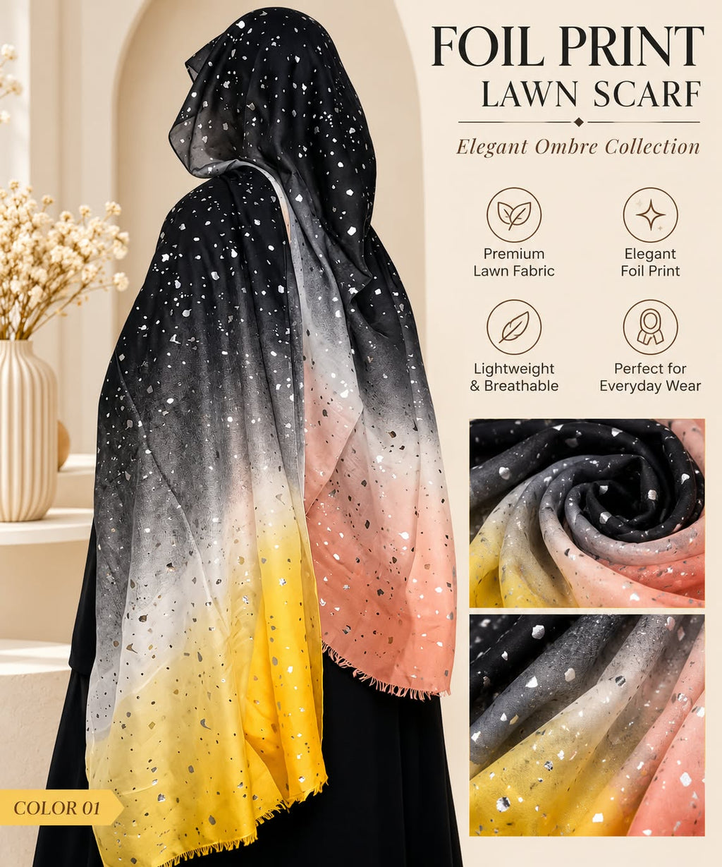 Foil Print Ombre Scarf