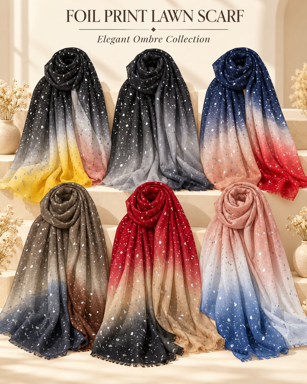 Foil Print Ombre Scarf