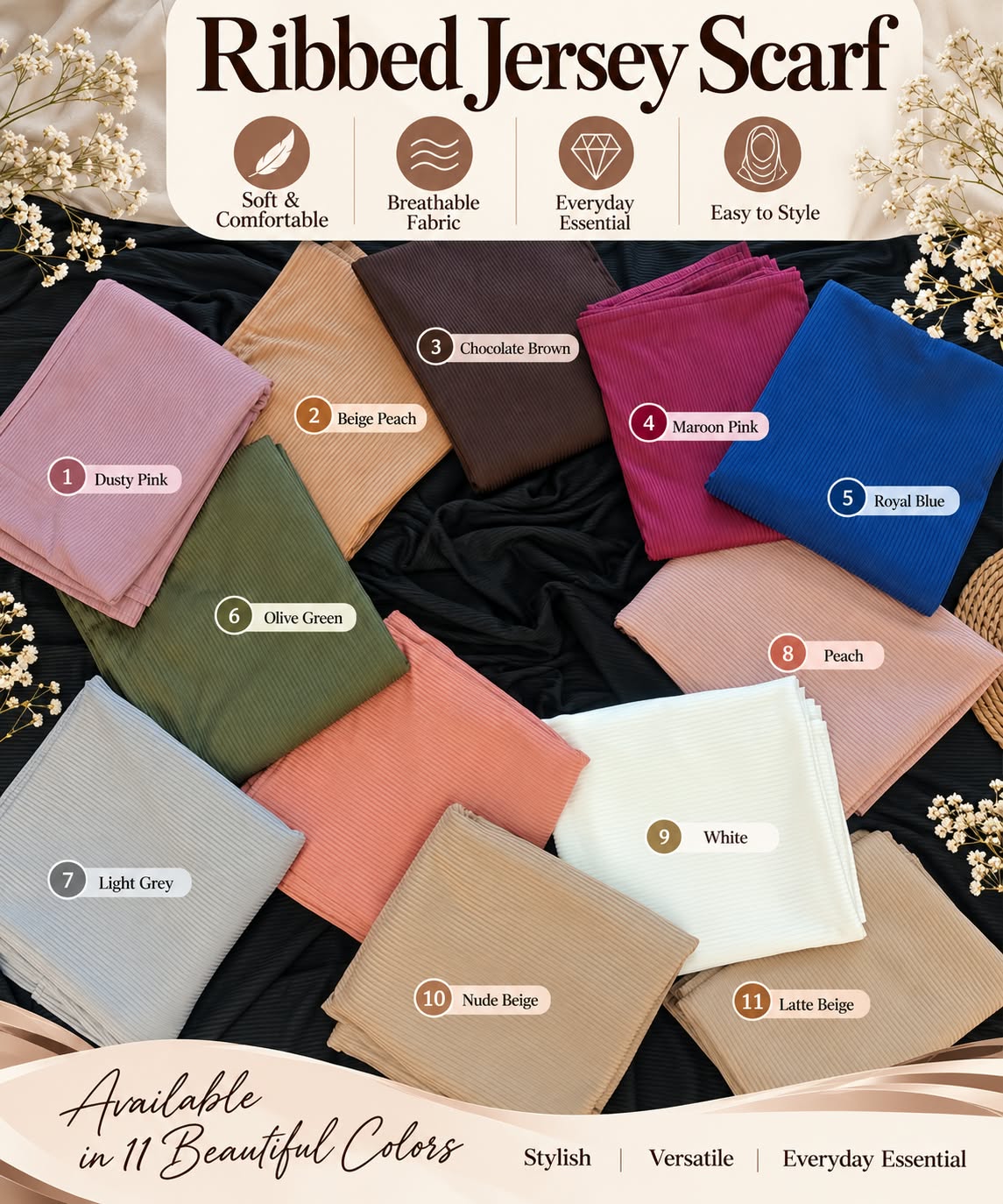 Premium Ribbed Jersey Scarf