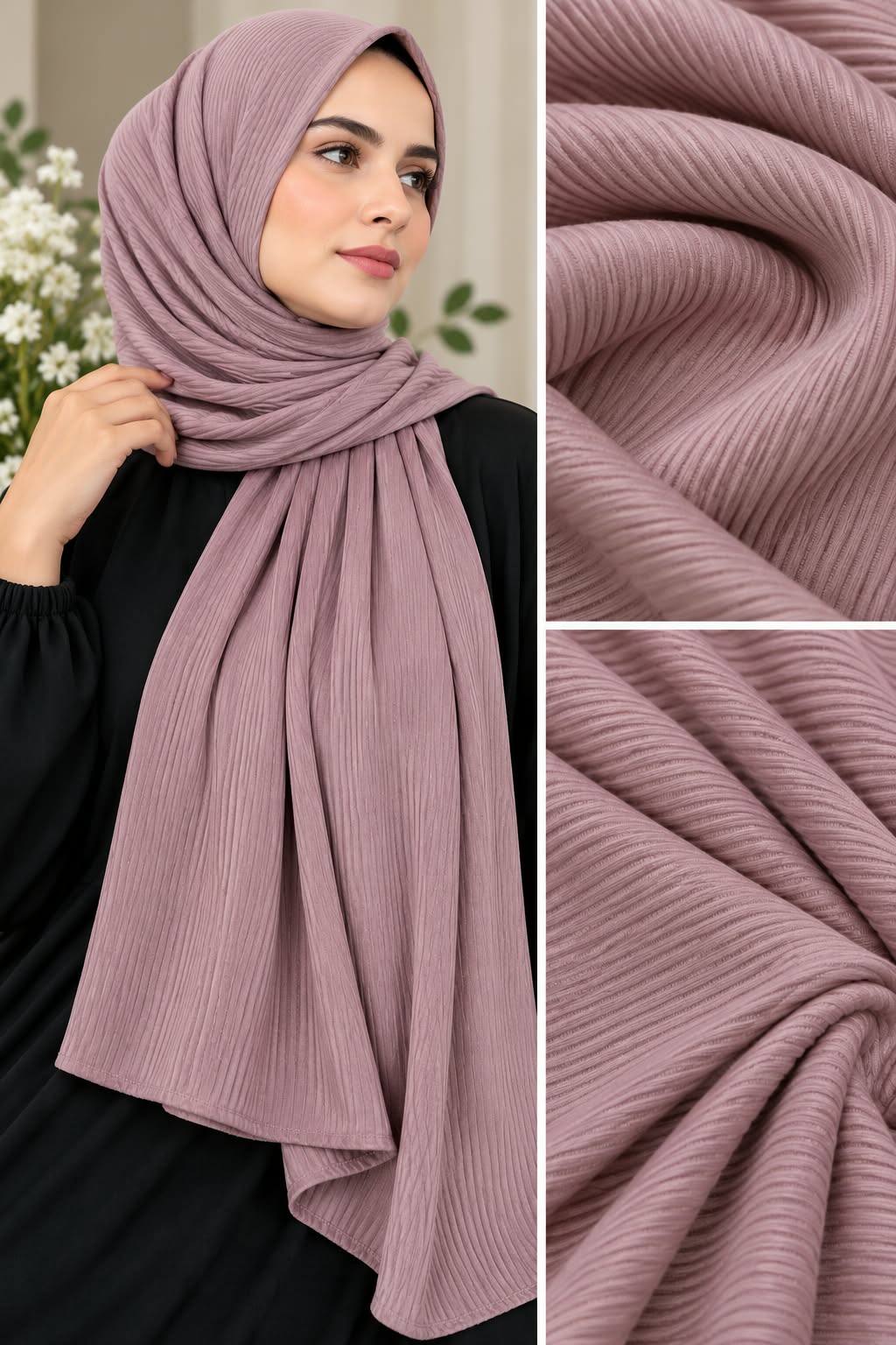 Premium Ribbed Jersey Scarf Dust Pink