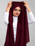 Instant Georgette Hijab With Built-in Magnets Deep Wine Burgundy