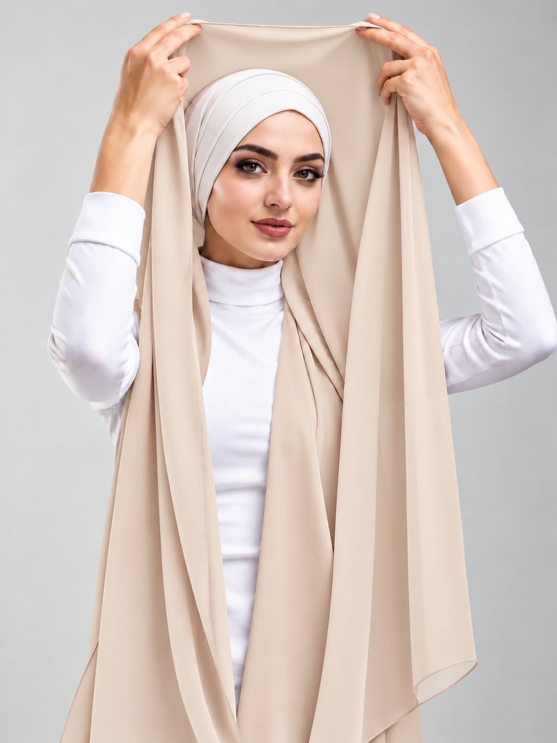 Instant Georgette Hijab With Built-in Magnets Light Skin