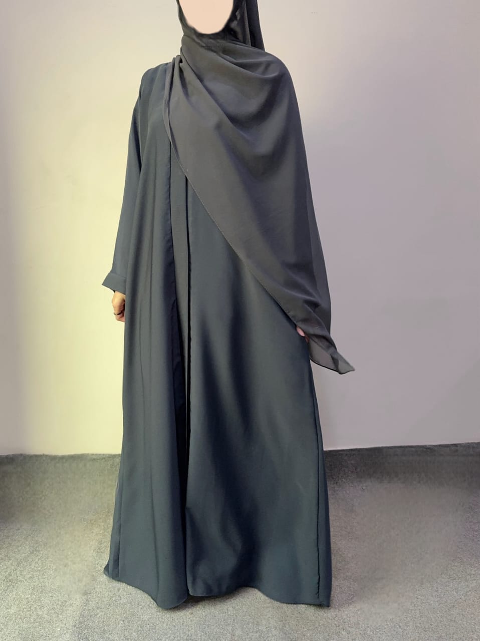 Basic Front Open Abaya with Scarf