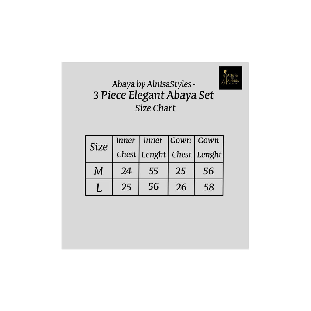 3 Piece Elegant Abaya Set