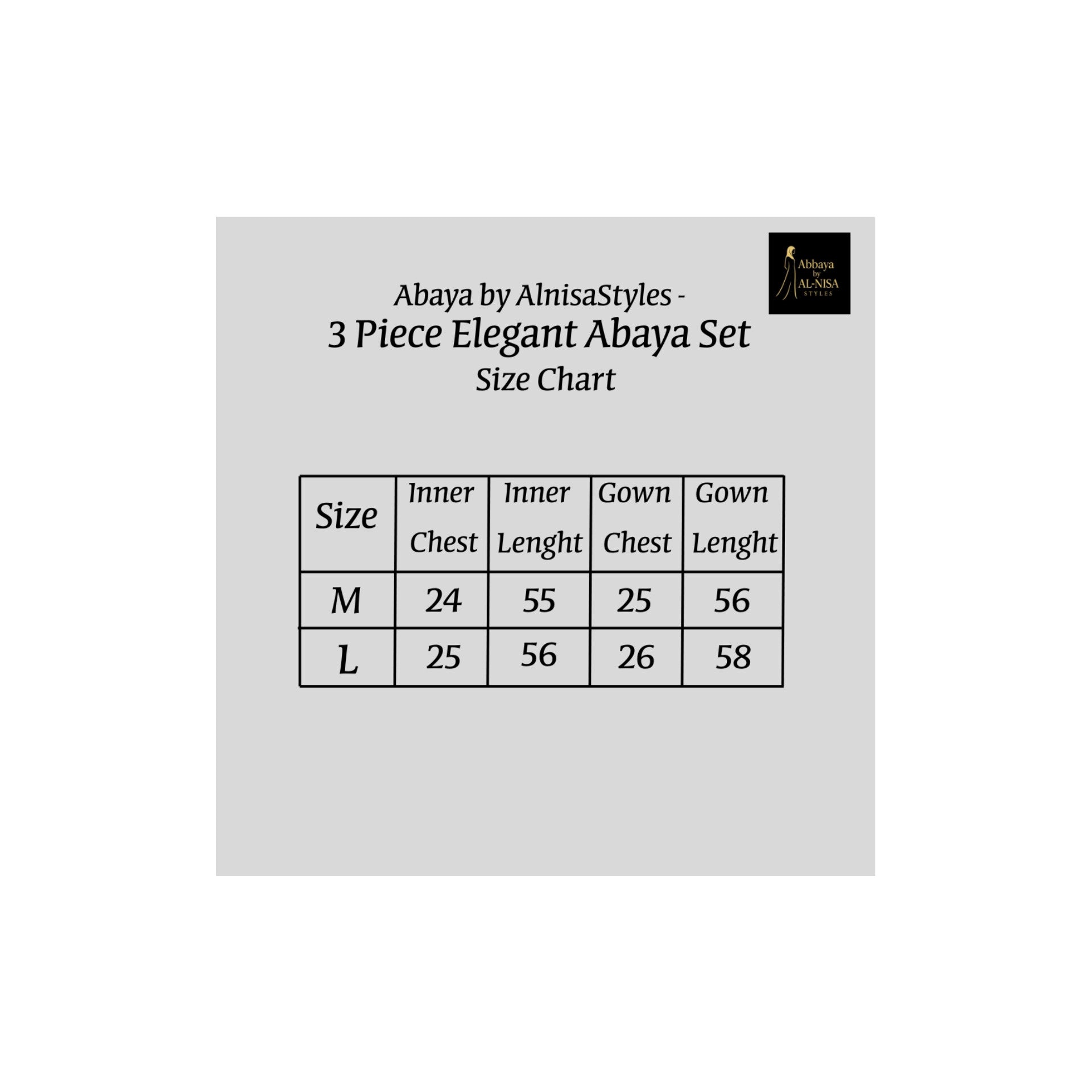 3 Piece Elegant Abaya Set