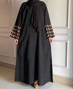 Sleeves Embroidered Abaya Orchid
