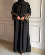 Sleeves Embroidered Abaya Orchid