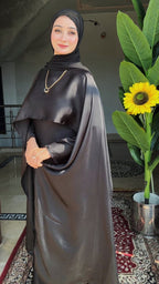 Silk Modest Flora with scarf Black