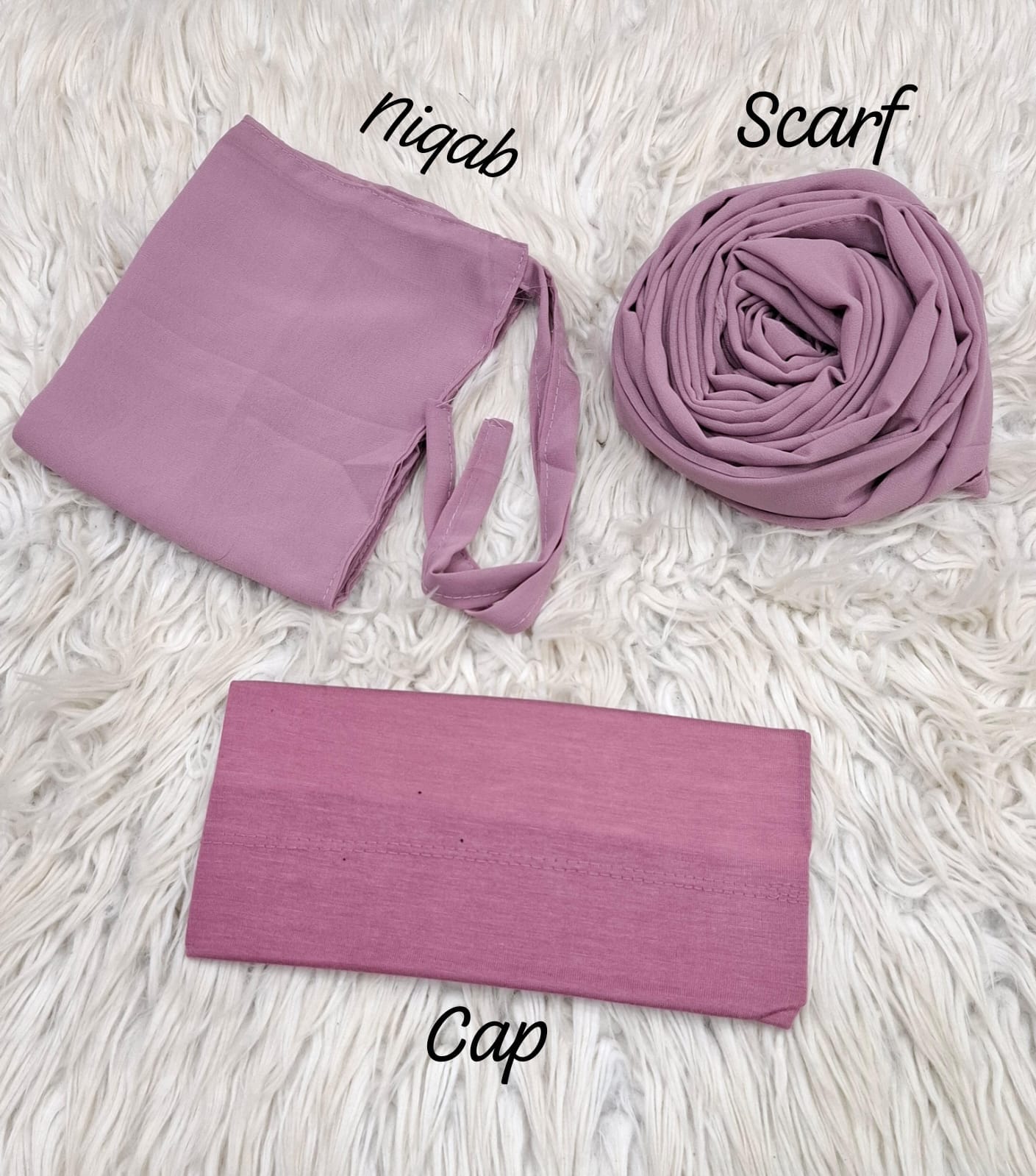 3-Piece Nikab Scarf Cap Set