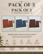 Imported Bubble Georgette Niqab & Scarf Set Pack Of  3
