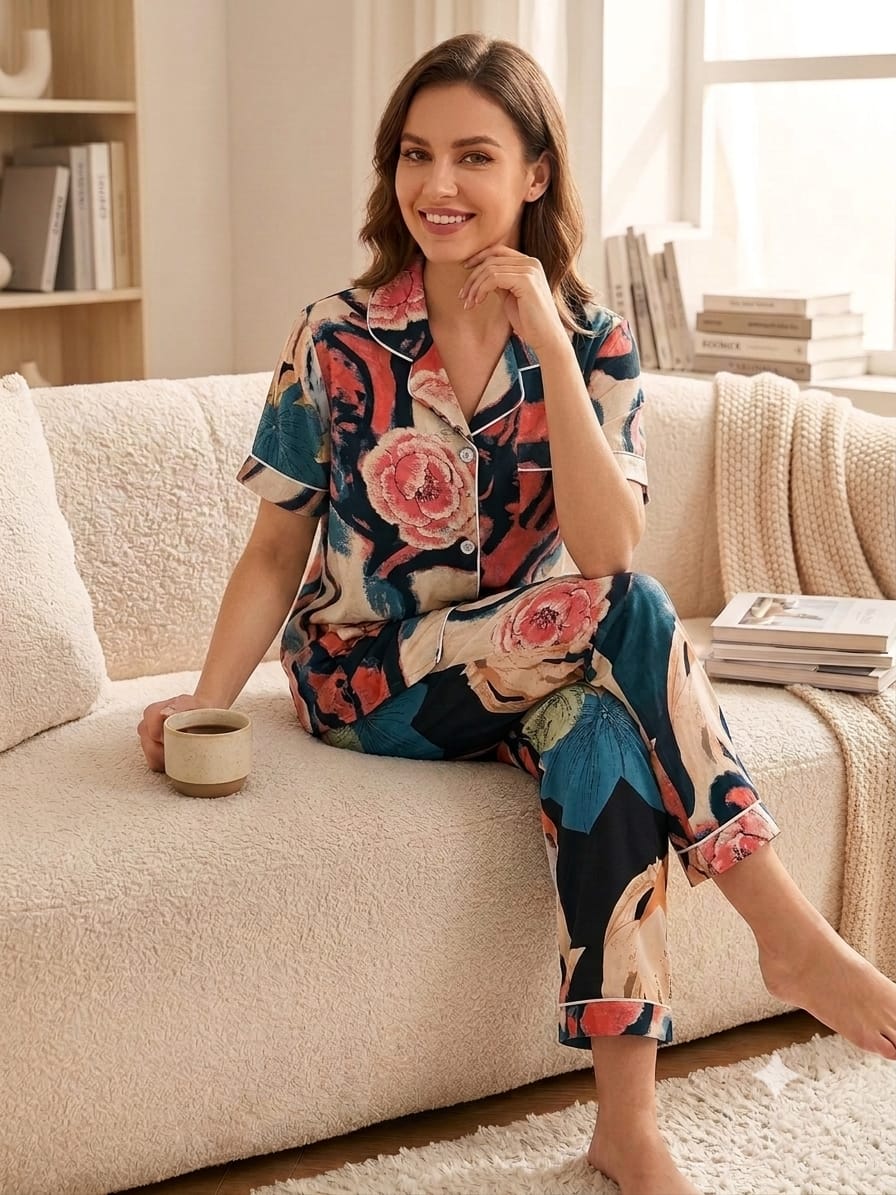 2 Piece Printed Night Suit