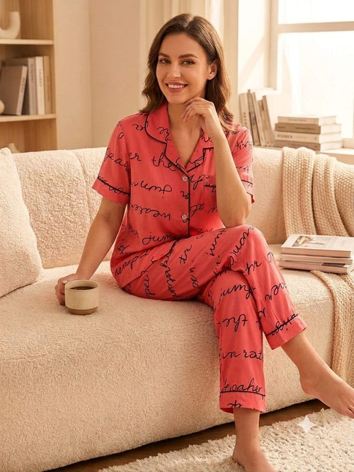 2 Piece Printed Night Suit