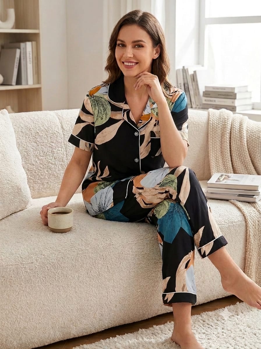 2 Piece Printed Night Suit