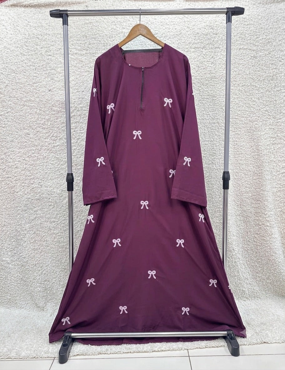 Embroidered Maxi Bow Abaya