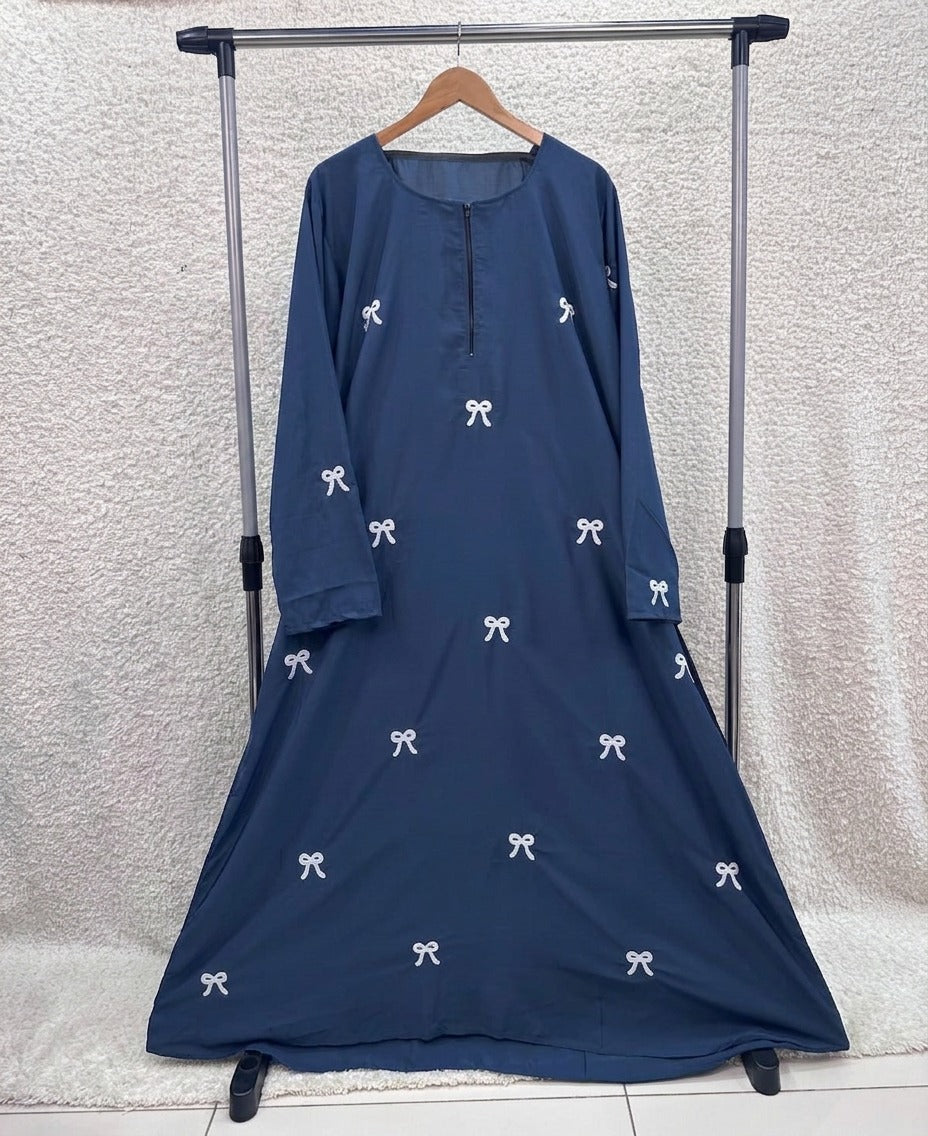 Embroidered Maxi Bow Abaya