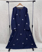 Embroidered Maxi Bow Abaya