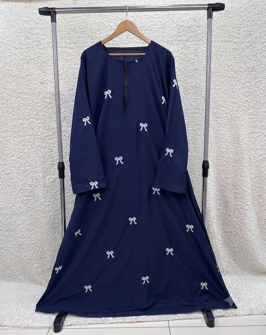 Embroidered Maxi Bow Abaya