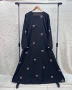 Embroidered Maxi Bow Abaya