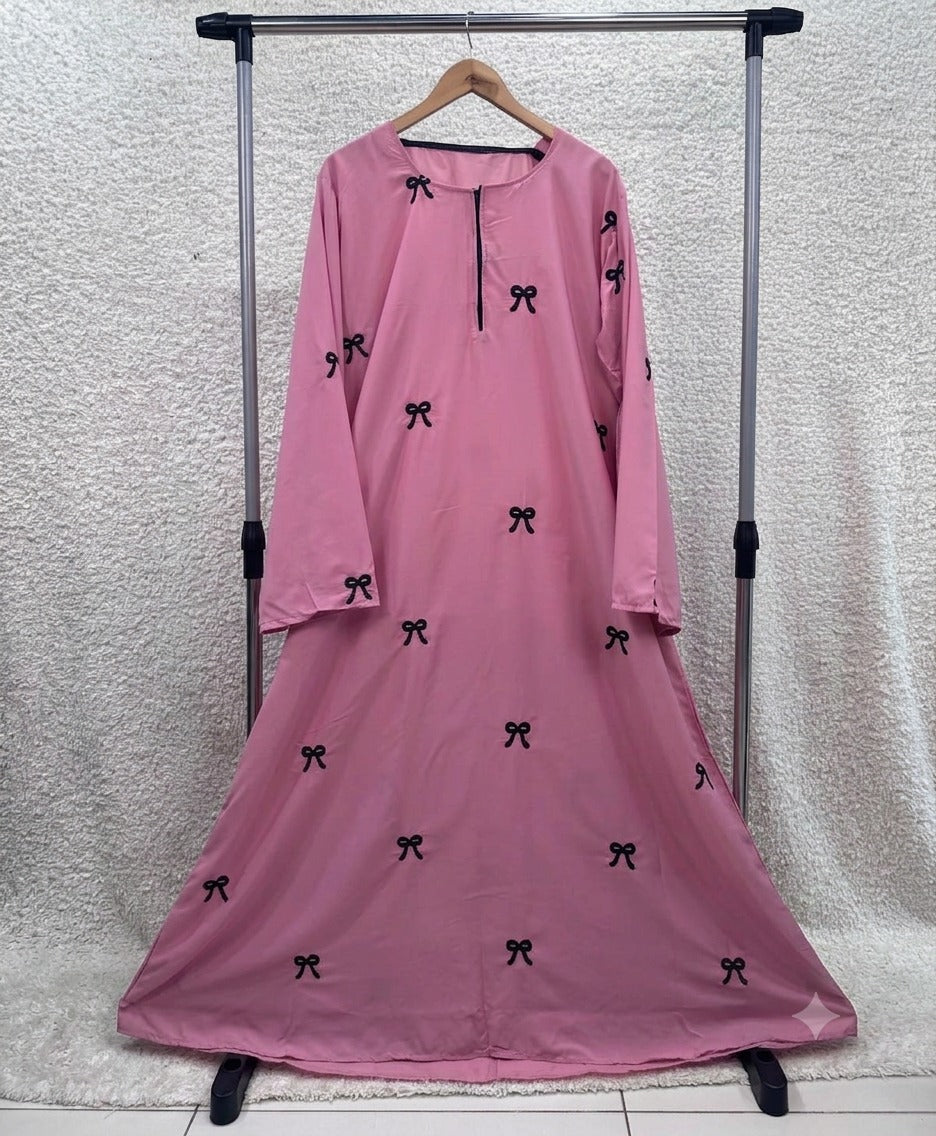 Embroidered Maxi Bow Abaya