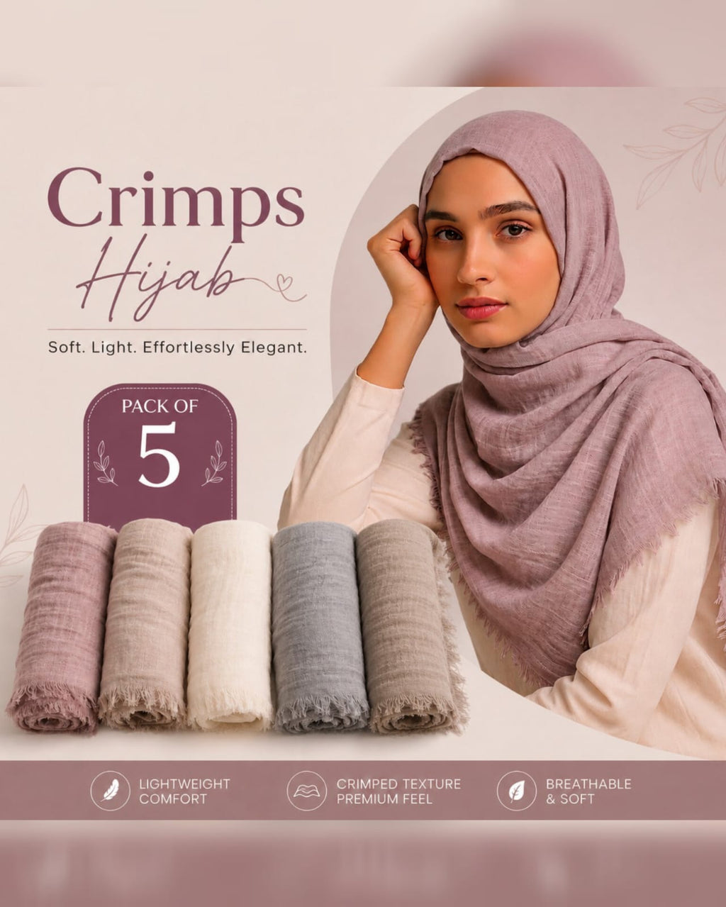 Crimps Hijab Pack OF 5