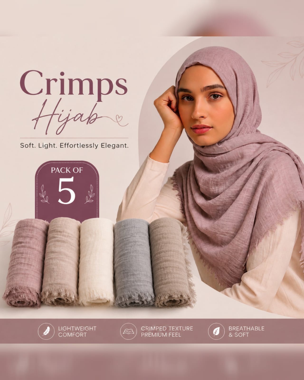 Crimps Hijab Pack OF 5