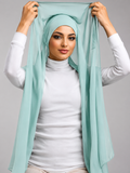 Instant Georgette Hijab With Built-in Magnets Ice green